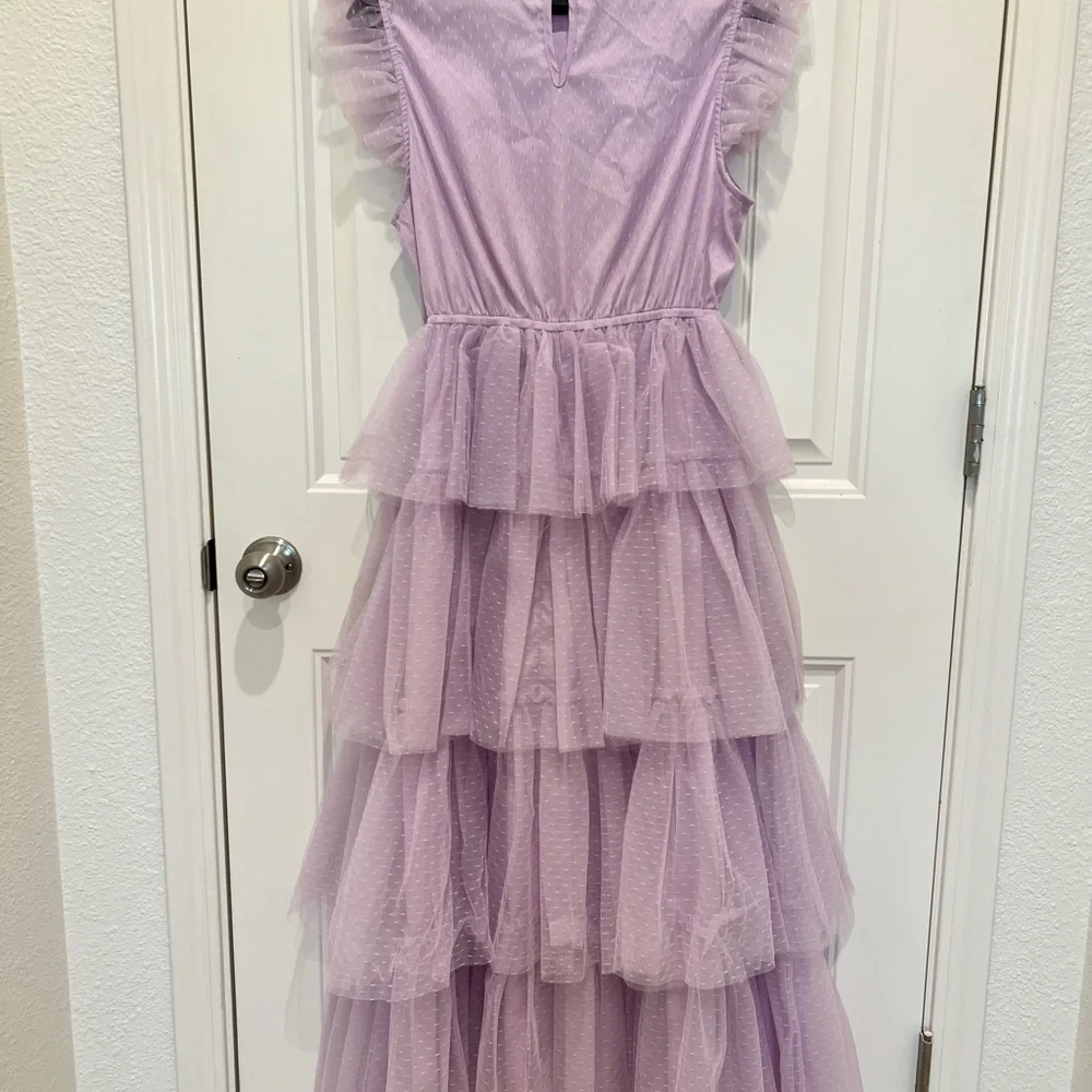 Gorgeous Lavender Tiered Tulle Dress Size M - Picture 6 of 10